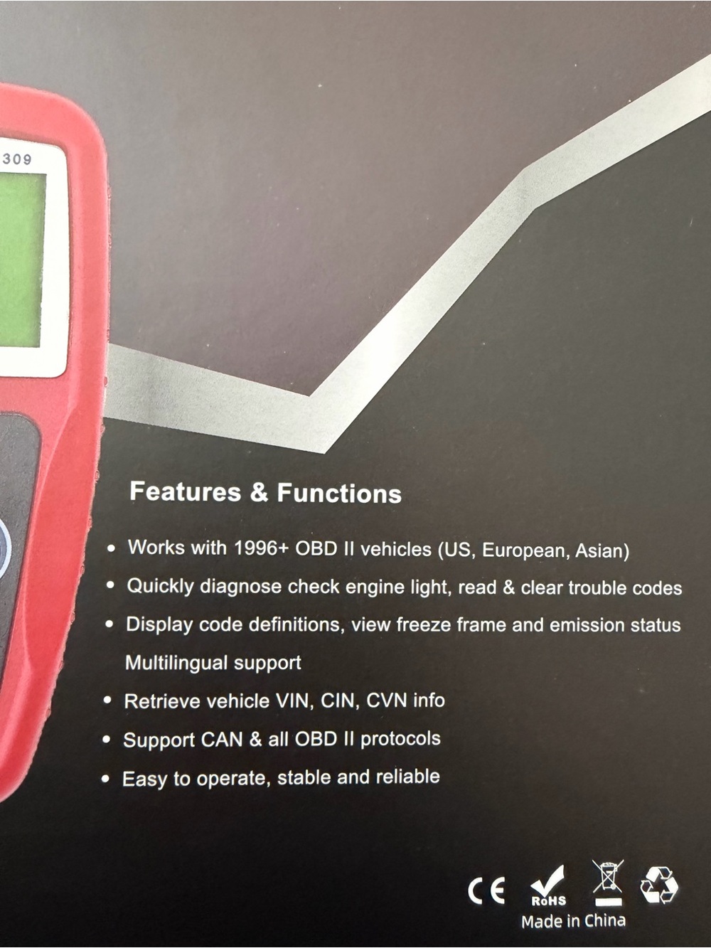 OBDII Code Reader MS309 - Red - Picture 3 of 5